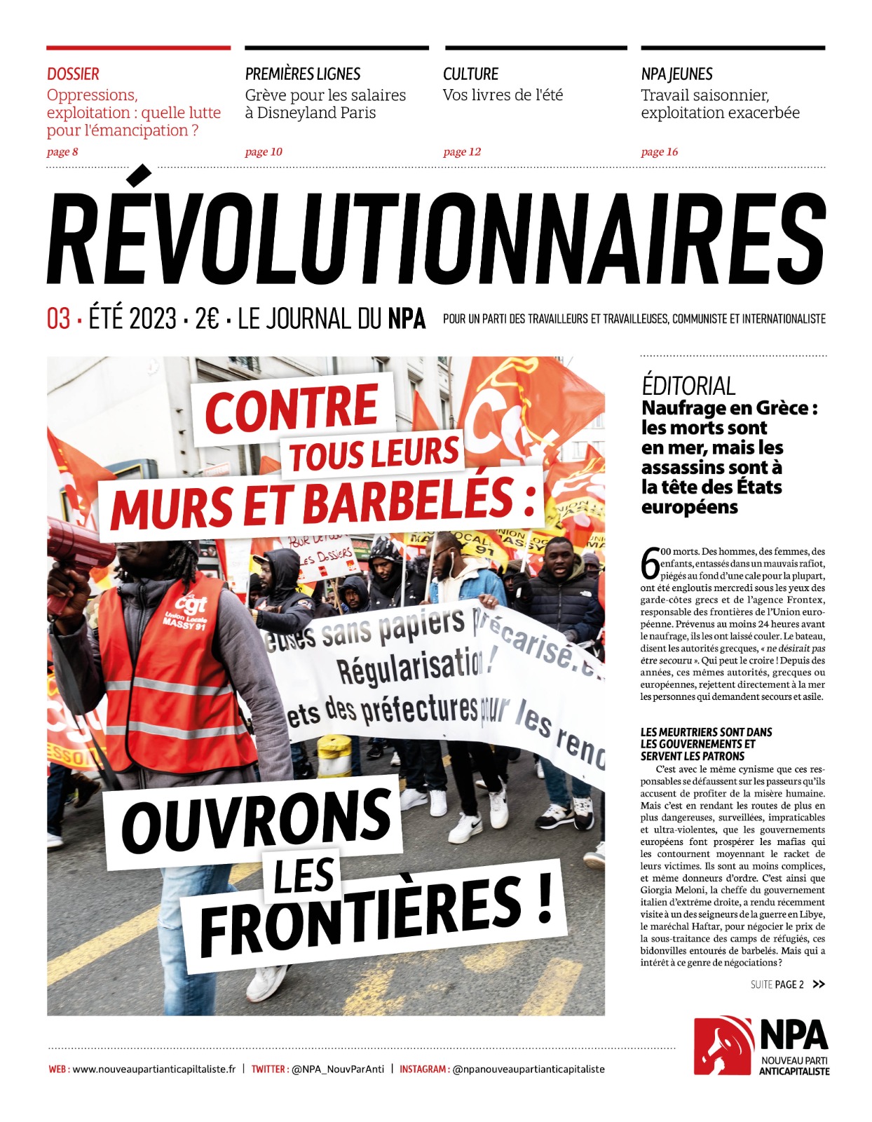 Numéro 3 de Révolutionnaires, journal du NPA 